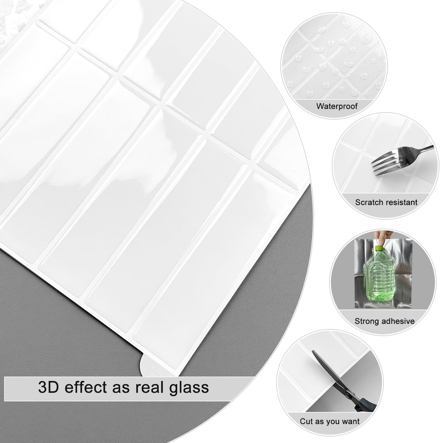 10-Pack Peel and Stick Backsplash Tiles, 11.4×9 Inch Beige Self Adhesive 3D Vinyl Wall Tiles for Kitchen, Bathroom and Camper