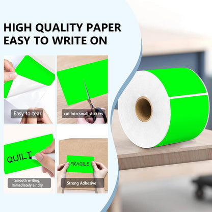 PARLAIM 3 X 5 Inch Rectangle Adhesive Color Coding Stickers,Square Inventory Stickers -250 Per Dispenser Box (Fluorescent Green)