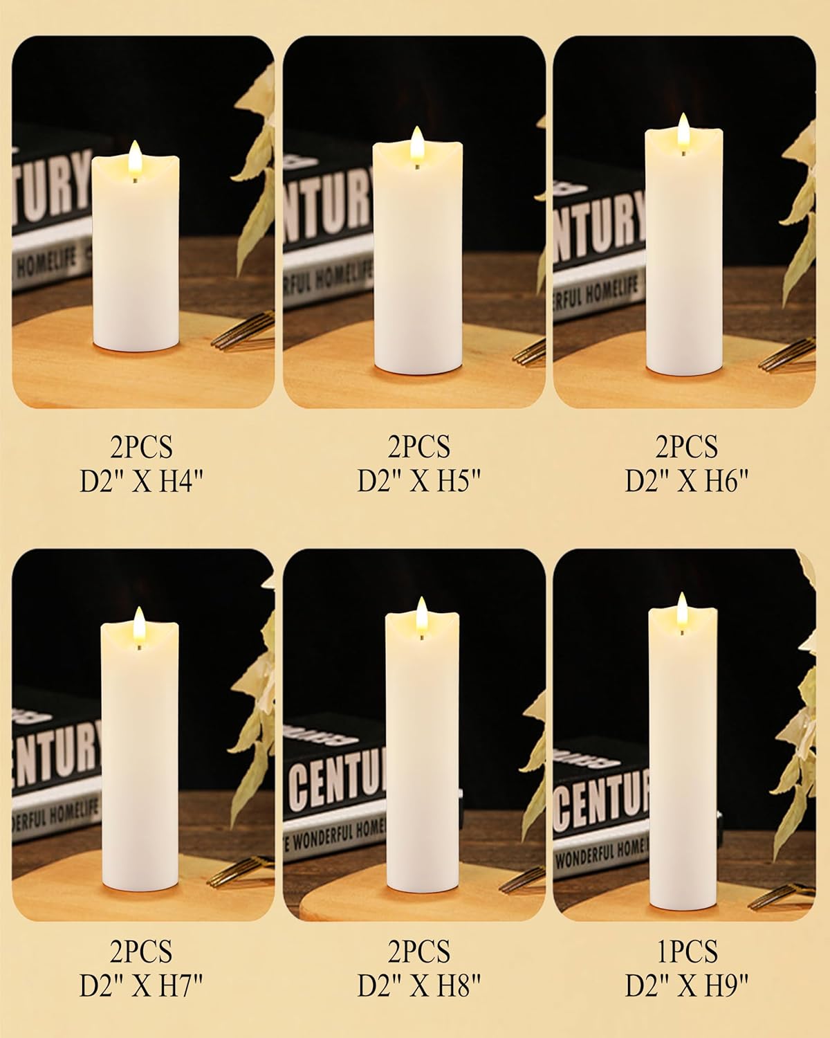 Gmnee 3"x4" Flickering Flameless Candles with Remote Timer, Real Wax, Ivory Pillar Candles, Set of 3 Fake LED Battery Operated Candles for Home, Fireplace, Centerpiece, Rustic and Farmhouse Decor