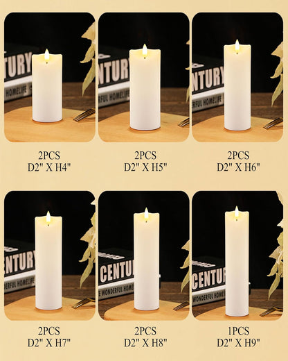 Gmnee 3"x4" Flickering Flameless Candles with Remote Timer, Real Wax, Ivory Pillar Candles, Set of 3 Fake LED Battery Operated Candles for Home, Fireplace, Centerpiece, Rustic and Farmhouse Decor