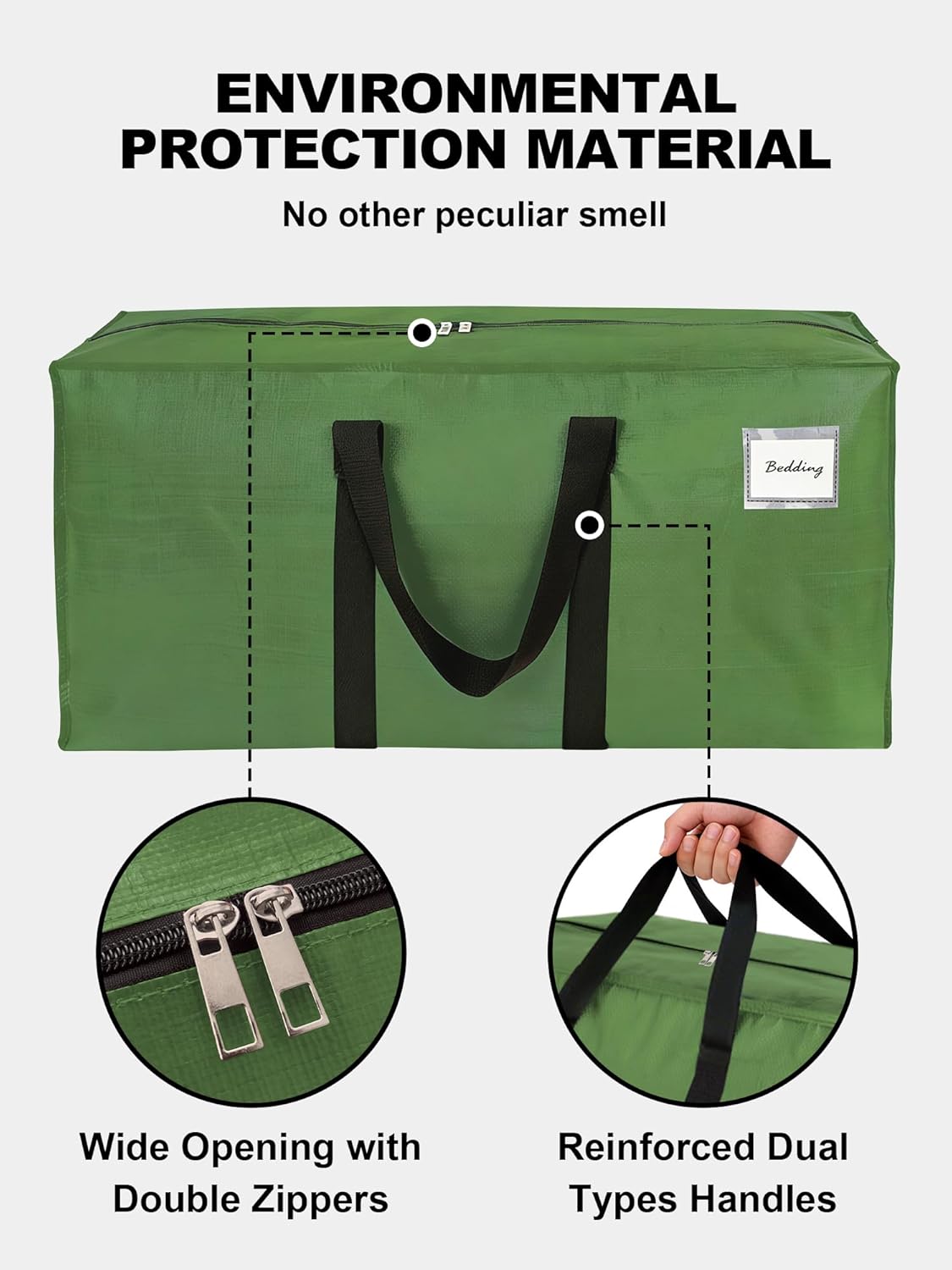 HOMESURE Supports 200lbs Heavy Duty Moving Bags - Strong Zipper & Wrap-Around Handles - Water-Resistant Storage Totes, Durable Alternative to Moving Boxes - 8 Pack - Semi-Transparent