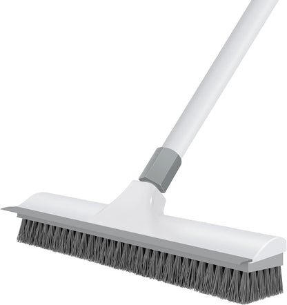 Yolaist 60 inch Long Handle Floor Scrub Brush, 2 in 1 Heavy Duty Hard Bristle Deck Scrubber & Squeegee for Tile, Wall, Concrete, Shower, Bathroom, Kitchen, Garage, Patio