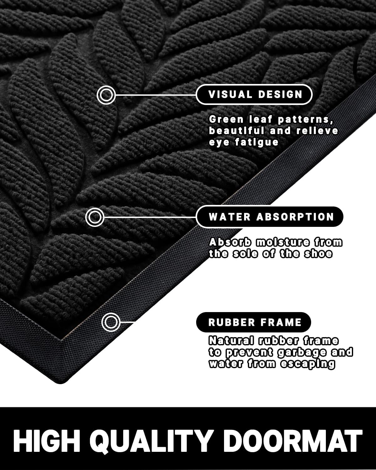 Yimobra Front Door Mat Outdoor Indoor, 29.5x17 All-Season Waterproof Door Mat Outside Entrance, All-Weather Non-Slip Outside Doormat for Garage Patio Entryway, Brown