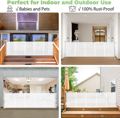Reinforced 60" Wide Retractable Baby Gates with Upgraded Rods - Bottom Anti-Escape, 5 ft Mesh Baby Gate Retractable Dog Gate Indoor Pet Gate Retractable Stair Gate Outdoor Retractable Gate, Black