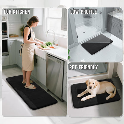 Yimobra Memory Foam Bath Mat, Super Soft Absorbent Bathroom Rug Non Slip, Quick Dry, Machine Washable Floor Carpet for Tub Shower, Home Decor Accessories, 24x17, Grey