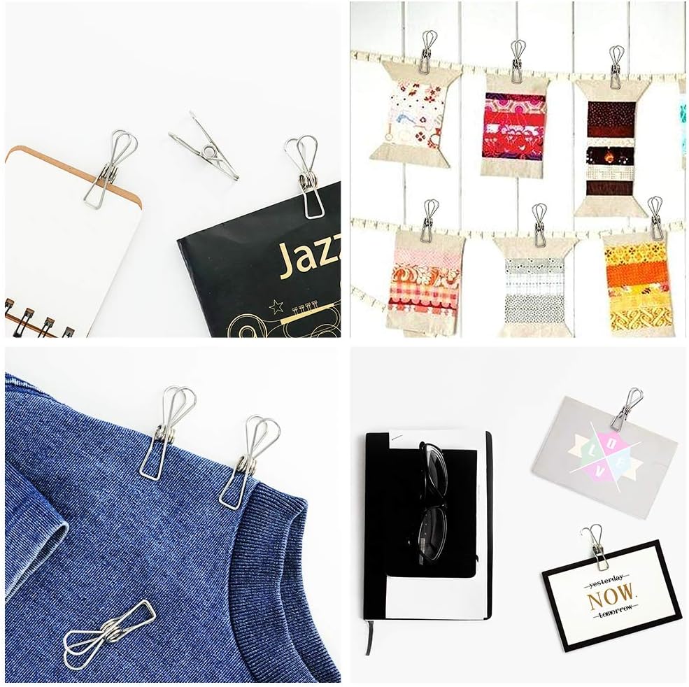 40 Pack Stainless Steel Small Clothes Pins Durable Clothes Pegs Multi-Purpose Metal Wire Utility Clips for Laundry Home Kitchen Outdoor Travel Office