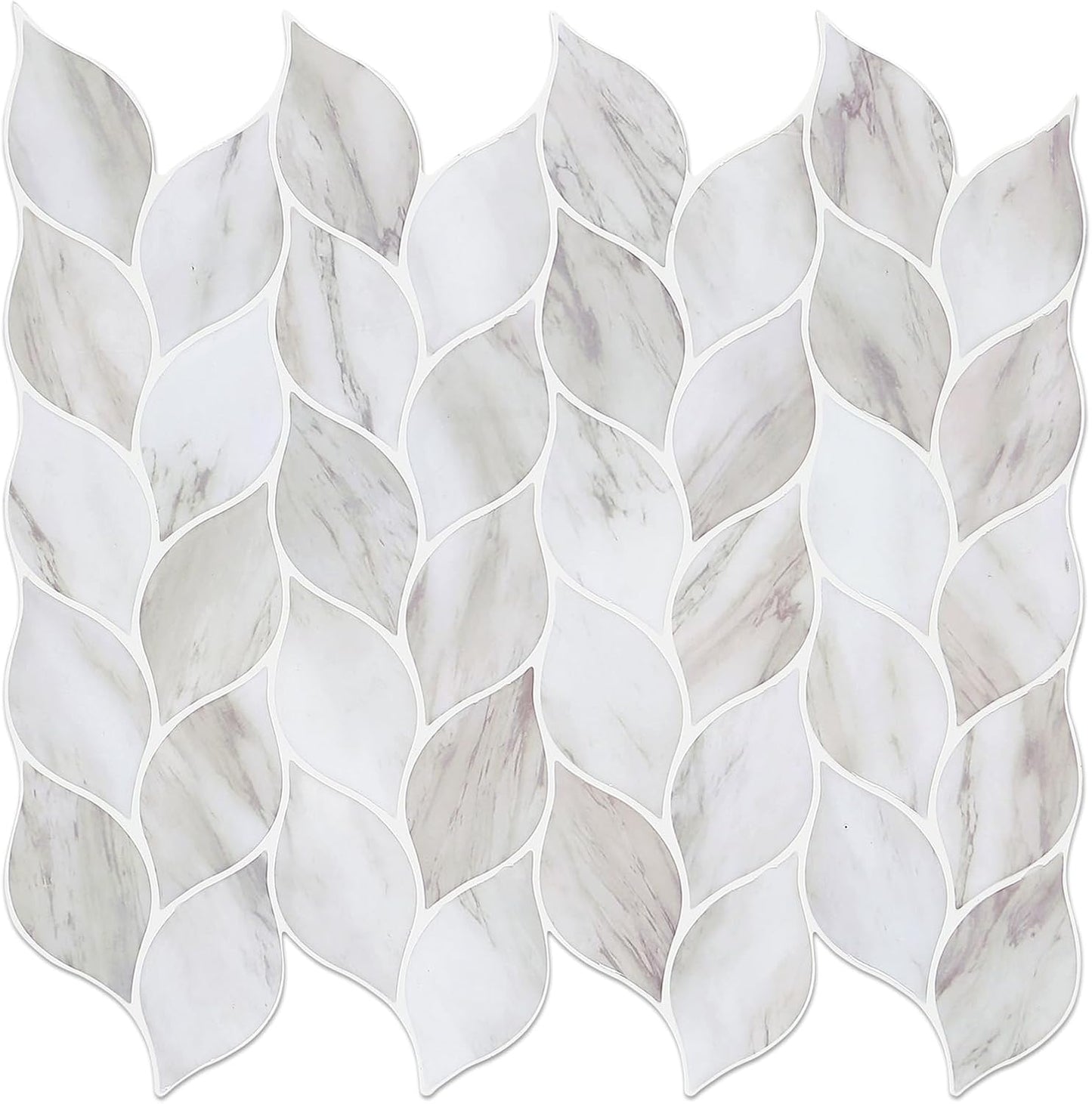 Tilingview 10 Pcs Vinyl Leaf Peel and Stick Tile for Kitchen Backsplash, Premium Self-Adhesive Tiles Plastic Wall Stickers Art Mosaics (Blue Gray)