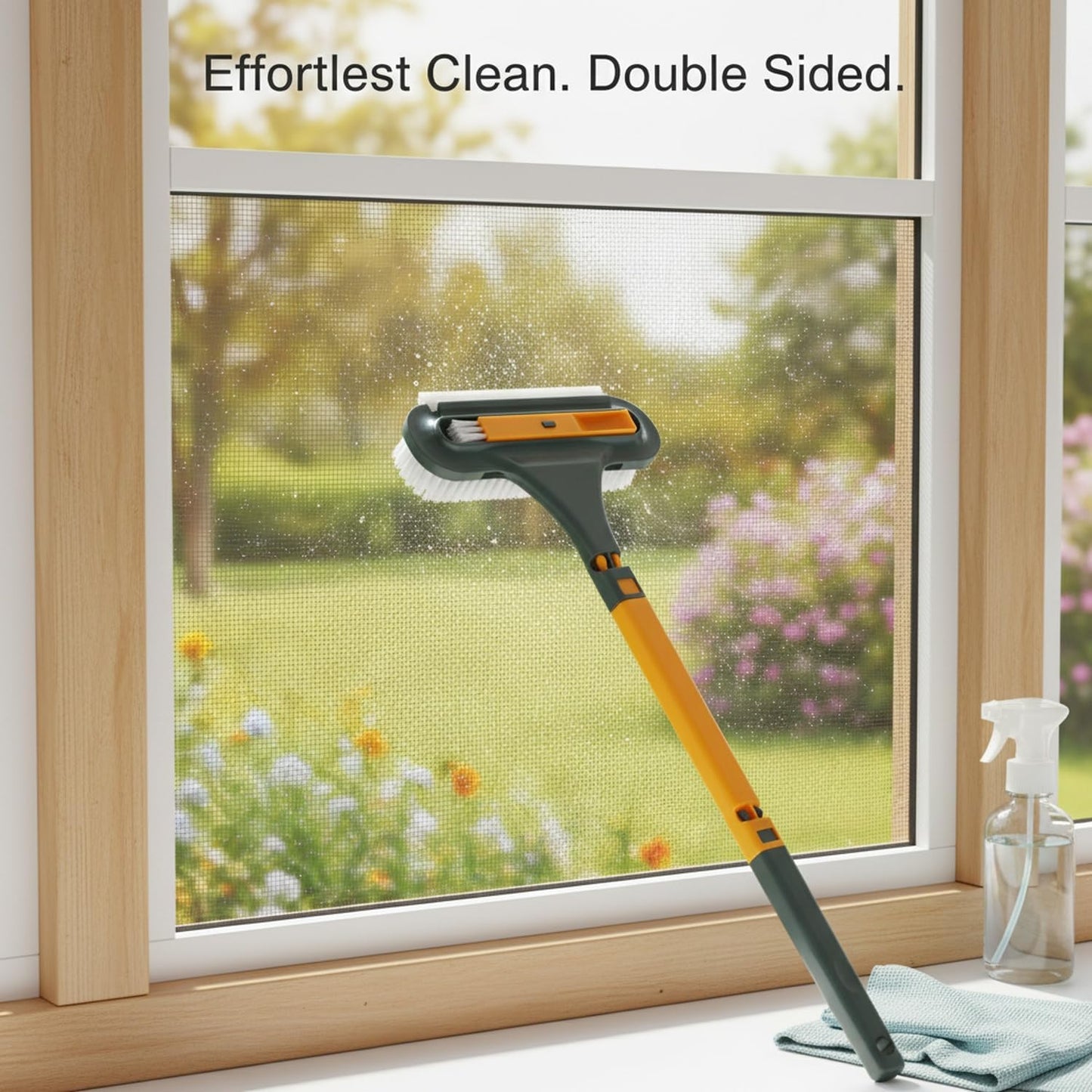 Double-Sided Window Screen Cleaner Brush, Cleaning Tool for Screens, Durable PP Frame, Green & Blue Options