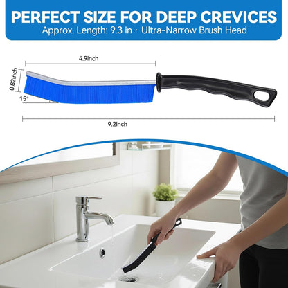 10-Pack Crevice Cleaning Brush Set for Tight Spaces | Wave-shaped handles & composite bristles. Deep clean window tracks, bathroom grout, and narrow gaps effortlessly.