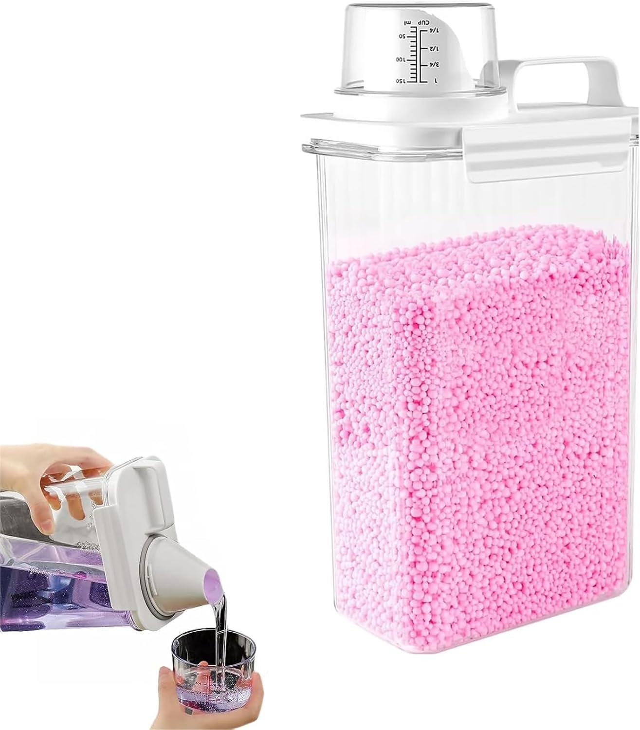78oz Clear Laundry Detergent Dispenser, Double Sealed Storage Container with Wide Mouth & Funnel Design, Transparent Leak-proof Organizer for Laundry Room, Fabric Softener, Bleach (78OZ)