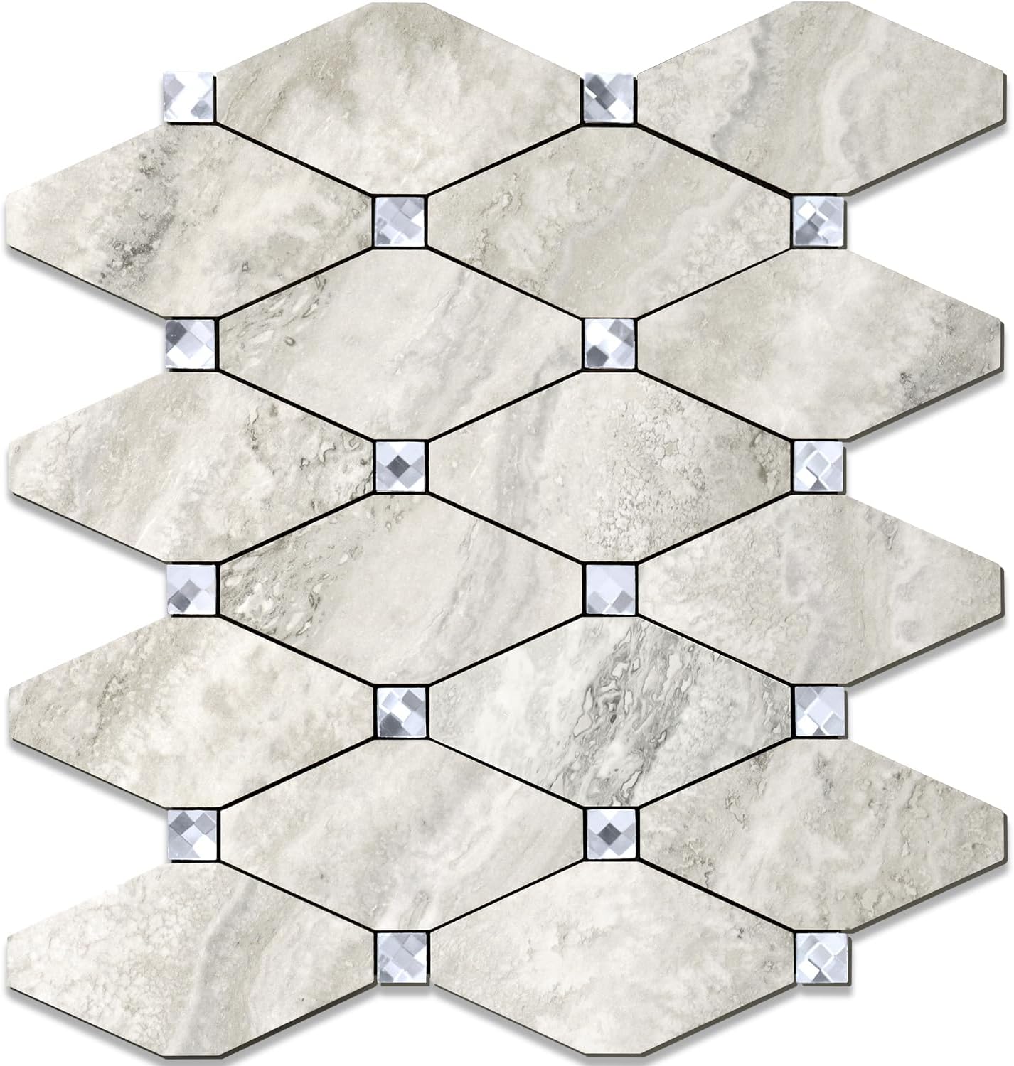 STICKGOO 10 Sheets Peel and Stick Backsplash, Polished Dolomite PVC Mixed Metal Gold Kitchen Backsplash, Stick on Backsplash Wall Tiles for Kitchen, Bathroom, RV