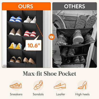 Lifewit 6 Tier Over the Door Shoe Organizer with 11 Large Deep Pockets, Fabric Hanging Shoes Shelf for Closet, Dorm Storage, Fit Up to 12 Pair Shoe Rack Holder for Sneakers, Boots, Gray