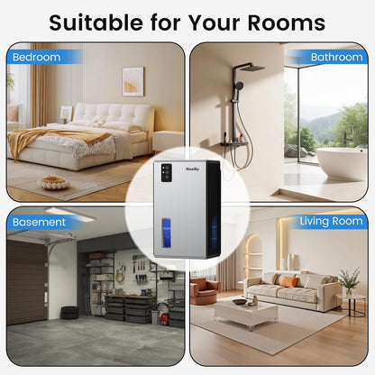 NineSky Dehumidifiers for Home, 1000 Sq.Ft Dehumidifier with 95oz Water Tank, Quiet Dehumidifier for Basement Bathroom Bedroom with 7-Color Ambient Light & Auto Shut Off, Sliver