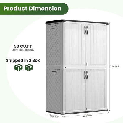 Greesum Outdoor Storage Cabinet, 26 CUFT Deck Box Without Shelves, Waterproof Plastic Storage Shed for Patio Cushions, Gardening Tools, Lockable and Sidehandles, UV Resistant, Beige