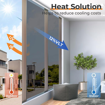 DOWELL Window Privacy Film, Frosted Glass Window Film, Static Cling Non-Adhesive Glass Clings, Sun Blocking Opaque Coverings, Reusable Door Stickers for Bathroom Home Office, Pure, 17.5" x 78.7"