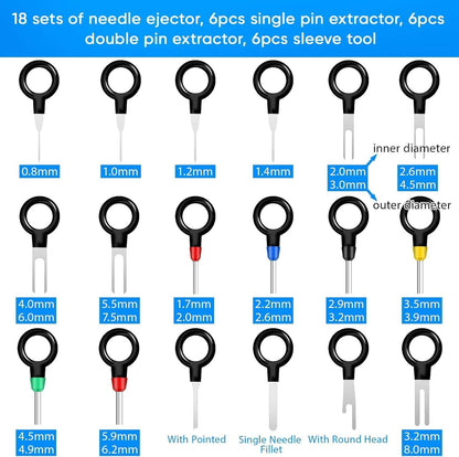 Terminal Pin Removal Tool Kit 82 Pcs Depinning Electrical Connector Pin Extractor Tool Set Wire Terminal Release for Automotive Car Household Devices - Black