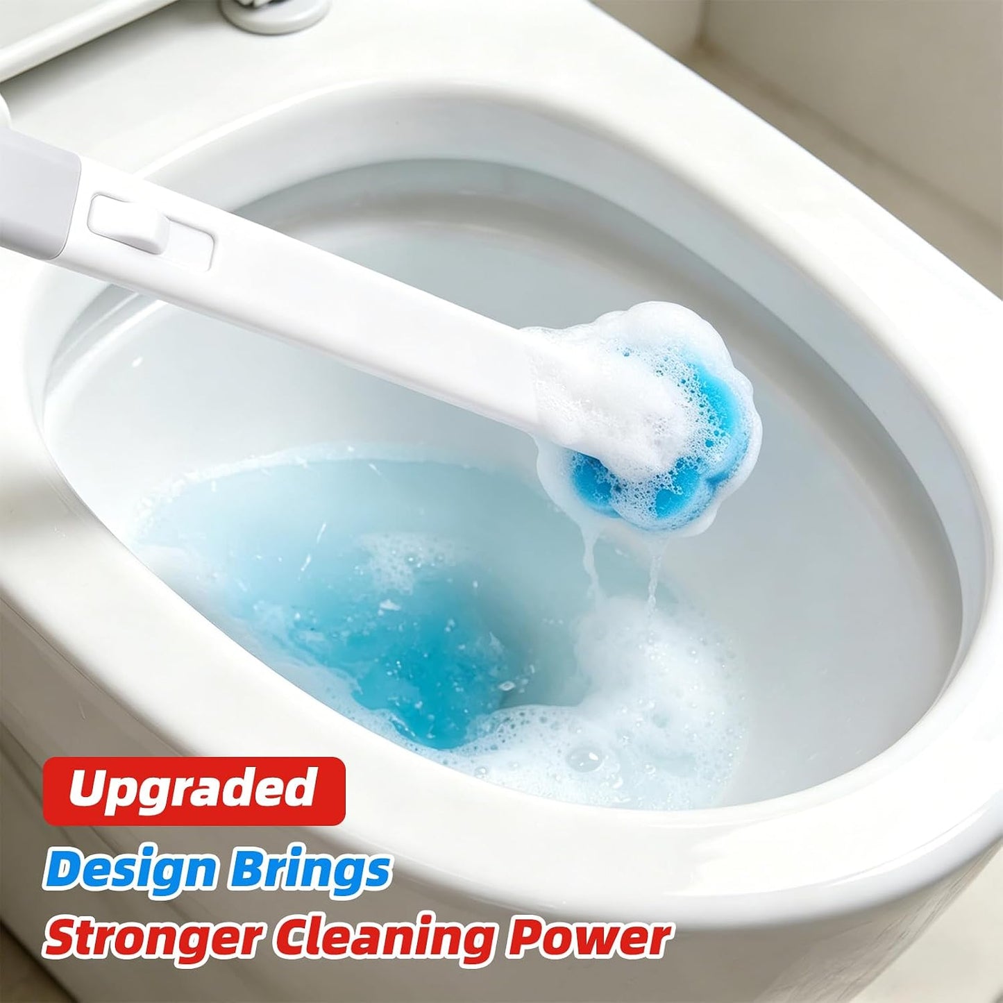 Disposable Toilet Brush with 48 Refills, Toilet Brushes and Holders, Wall Mounted Toilet Bowl Cleaner Wand for Bathroom Maintenance