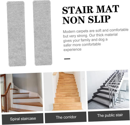 Homoyoyo 2Pcs Garage Stair Treads: Stair Treads Collection Indoor Skid Slip Resistant Skid Resistant Carpet Glue-Free Self-Adhesive Anti-Slip Mats Double Stripes for Repeated Use (Black,29X8X0.2inch)