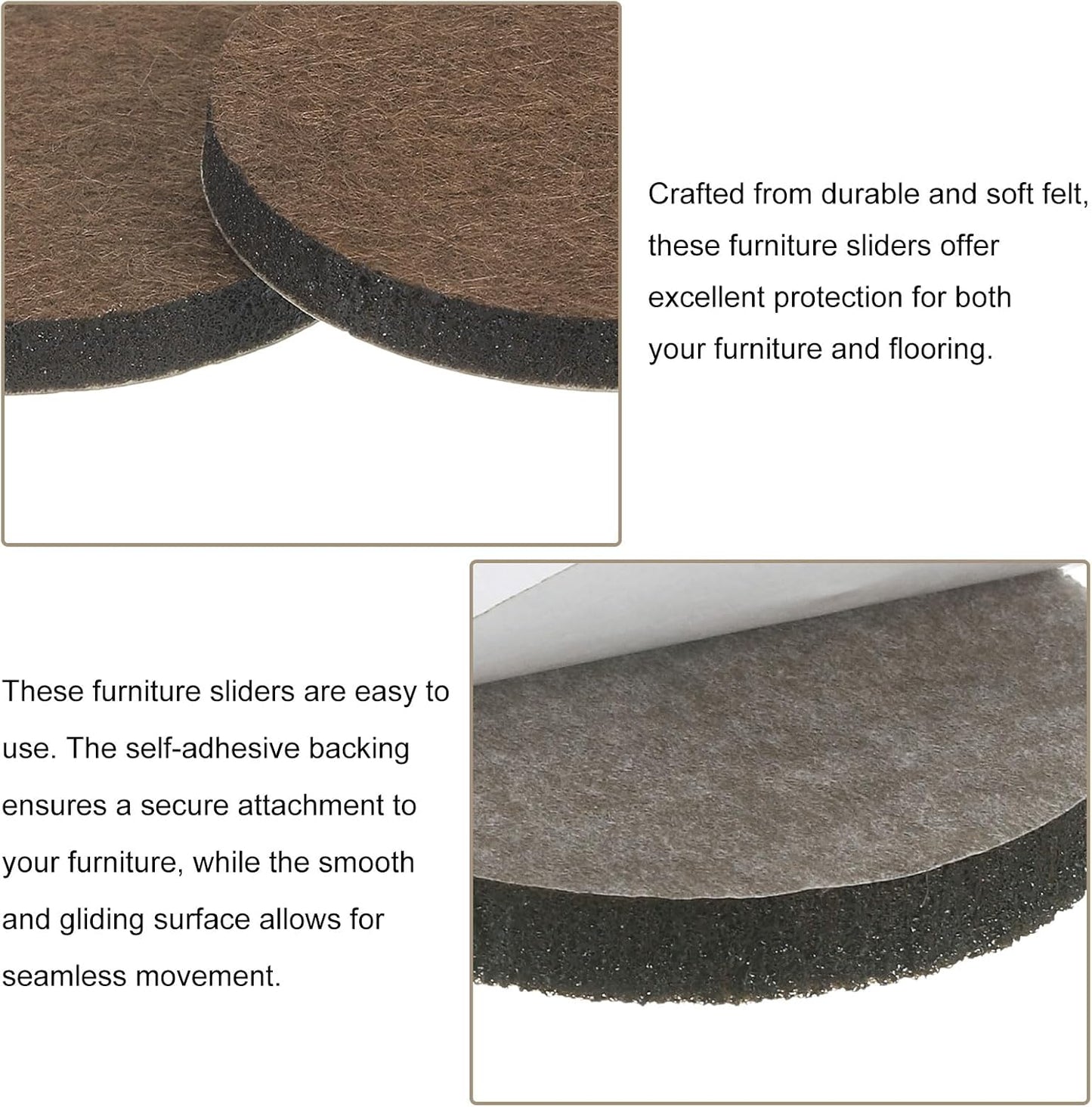 uxcell Furniture Pads, 24Pcs 1.25" - Round Self Adhesive Felt Furniture Pads, Floor Protectors for Furniture Feet Chairs Legs Hardwood Floors (Brown)