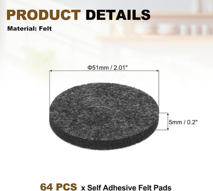 uxcell 32Pcs Non Slip Furniture Pads, 3" Round Self Adhesive Felt Bumpers Noise Reducing Furniture Feet Floor Protector for Chairs Tables Furniture Legs (White 0.2" Thick) - Colors B