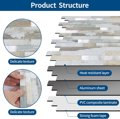 Yipscazo 2026 New Upgrade 11.34" X 11.57" Peel and Stick Backsplash, Stick on Backsplash Tiles for Kitchen, Bathroom, Fireplace (10 Sheets, Beige Rocks + Rose Gold)
