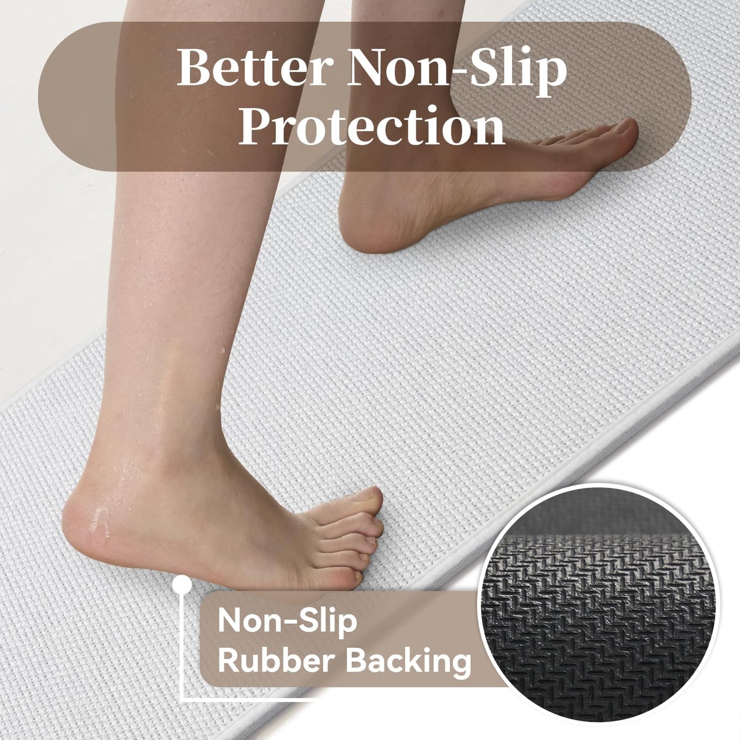 MontVoo Bath Mat Rug-Ultra Thin Non Slip Bath Mats for Bathroom Mat Quick Dry, Rubber Backing Washable Bathroom Rugs Fit Under Door, Absorbent Bath Rugs for Floor,17"x24",Khaki