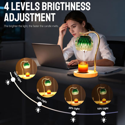 Fragrance Candle Warmer Lamp with 2 Bulbs Electric Candle Warmer with Timer & Dimmer for Home Decor