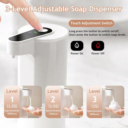 Automatic Soap Dispenser Touchless, Liquid & Foaming Soap Dispensers, USB Rechargeable Smart Hand Soap Dispenser, 3-Level Adjustable, 12.2oz/360ml (Gel Version and Foam Version)