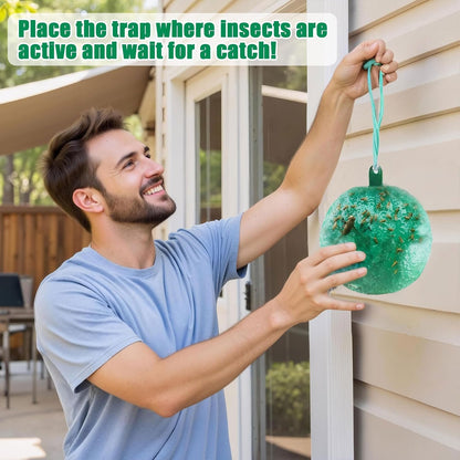 Sticky Insect Trap Ball Osseph Fruit Fly Trap Balls for Indoor Outdoor | Physical Sticky Hanging Bug Ball Catches Flie Gnat Mosquitoe Flying Insects 6pack (Green)