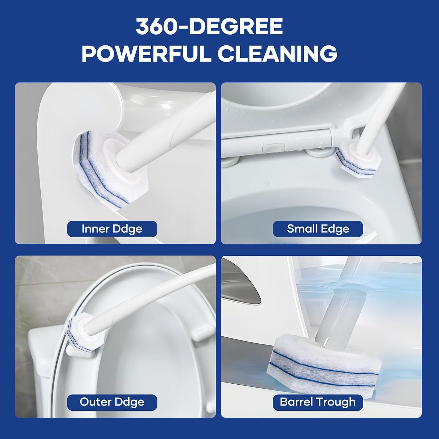 30 Toilet Bowl Refills Fits for Clorox Toilet Brush, Upgrade 3-Layer Disposable Bowl Cleaner Refills for Bathroom Cleaning, 3X Cleaning Power, No Falling Apart