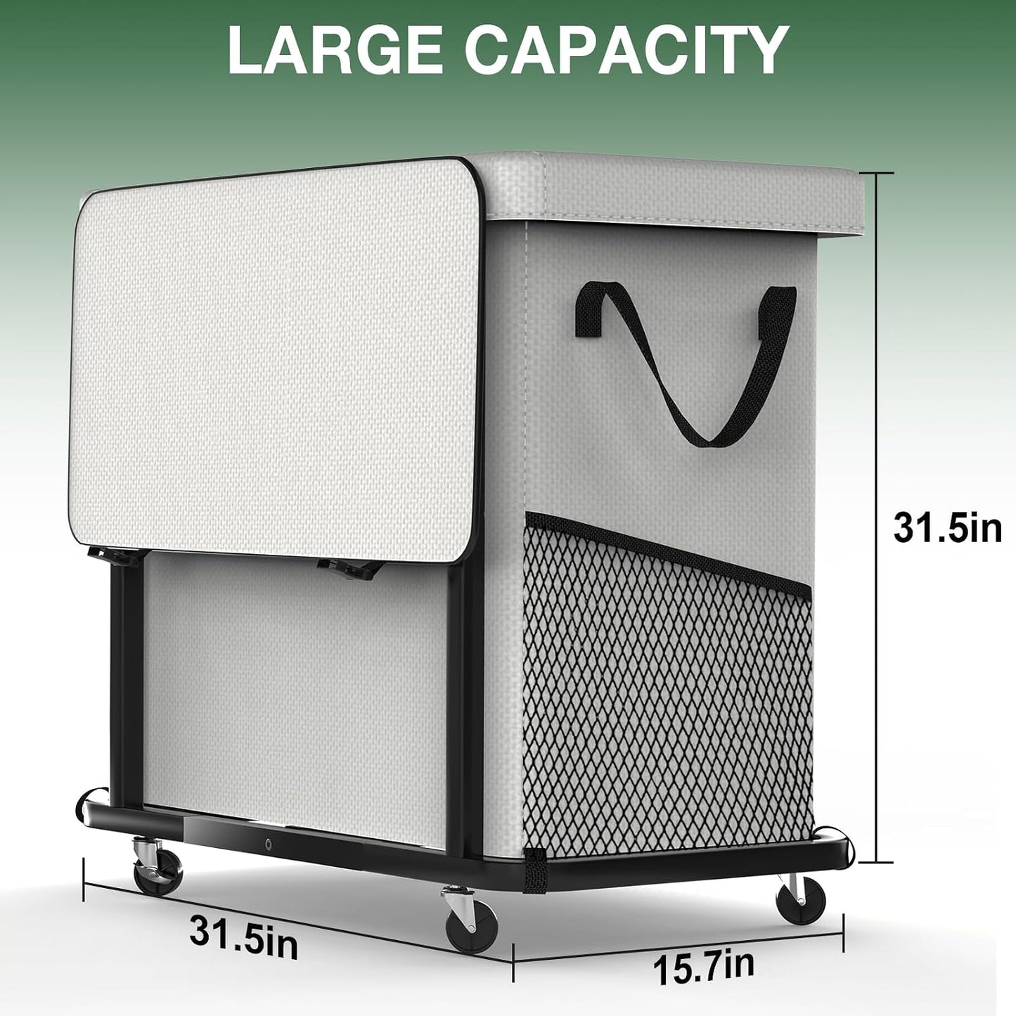 60 Gal(230L) Laundry Basket with Lid, Rolling Laundry Hamper with Wheels, Dirty Clothes Hamper with Metal Frame and Removable Bag Design, Suitable for Laundry Room, Bedroom (Black, 3 Section 230L)