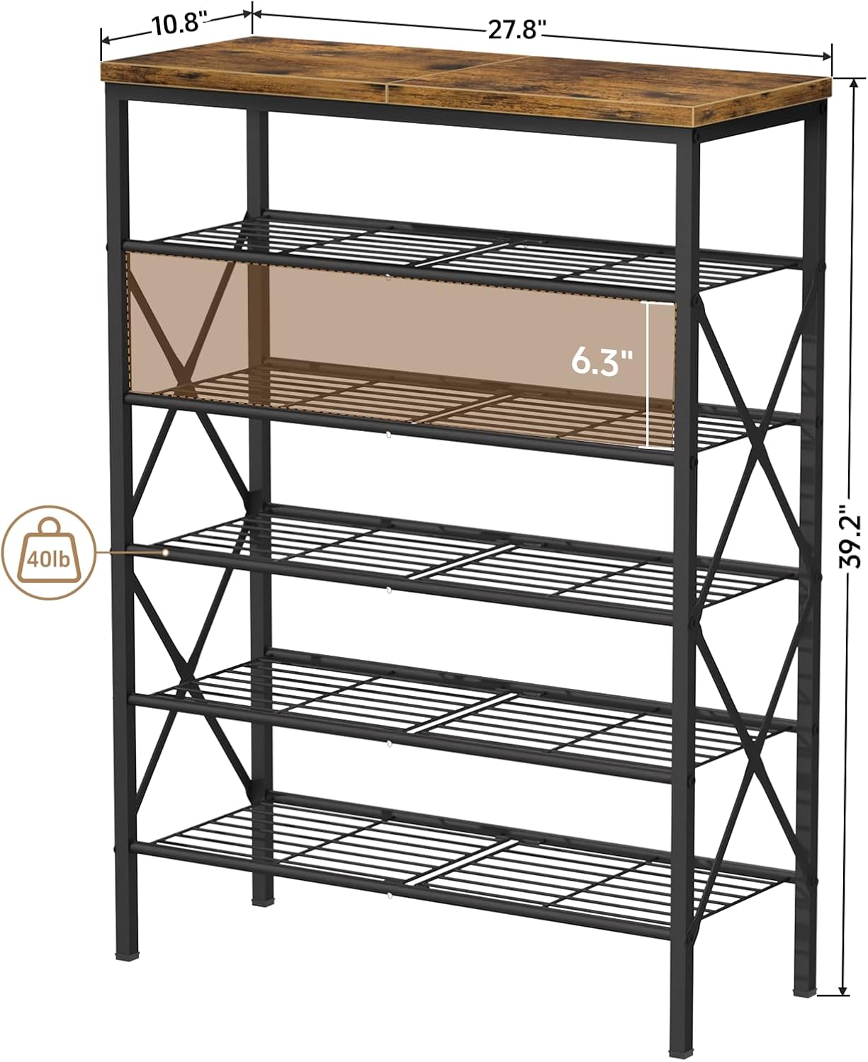 8 Tiers Tall Shoe Rack Organizer, Large Capacity Shoe Rack Holds 32 Pairs of Shoes, Durable and Stable, Adjustable Metal Shelf Stackable Shoe Shelf for Entryway, Hallway, Living Room, Closet