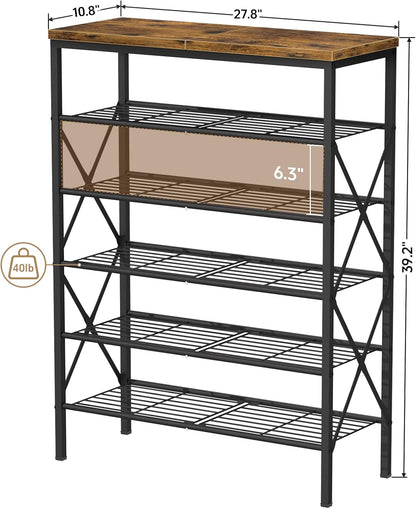 8 Tiers Tall Shoe Rack Organizer, Large Capacity Shoe Rack Holds 32 Pairs of Shoes, Durable and Stable, Adjustable Metal Shelf Stackable Shoe Shelf for Entryway, Hallway, Living Room, Closet
