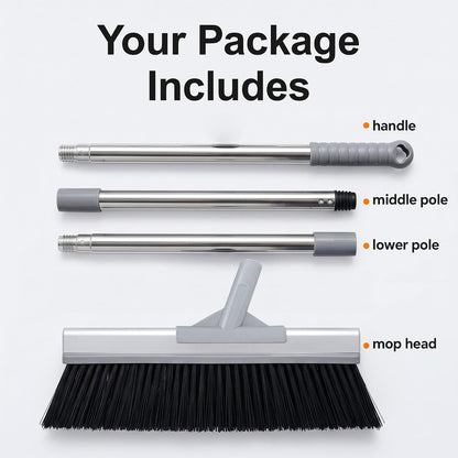CTIME 50 Inch Heavy Duty Outdoor Angle Broom, 18 Inch Wide Stiff Bristles | Features a 60° angled aluminum head & stainless steel handle. 4 rows of stiff bristles perfectly sweep garage, Patio, Porch