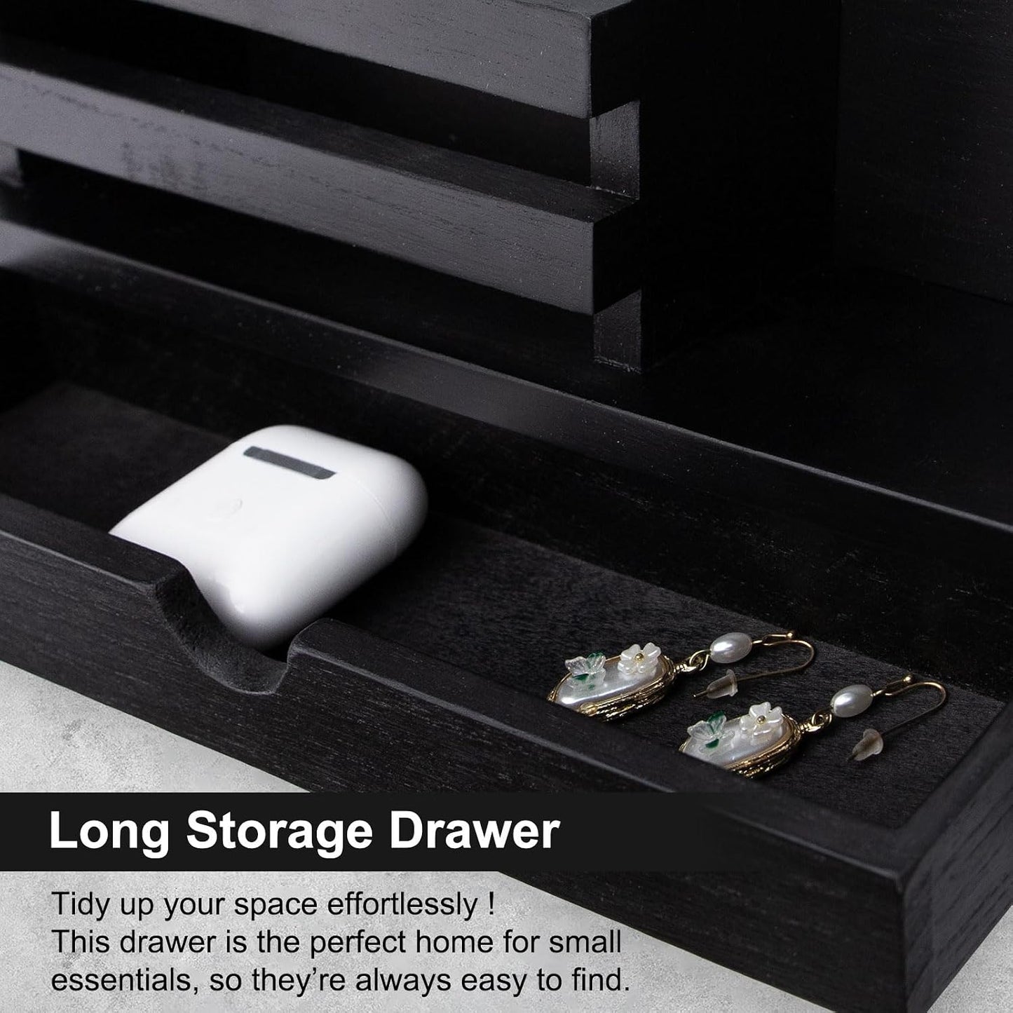 Key Holder Wall Mount, Mail Holder with Storage Drawer and 5 Key Hooks for Coat, Dog Leash, Home Decor Rack, House Accessories, Entry Way Organizer