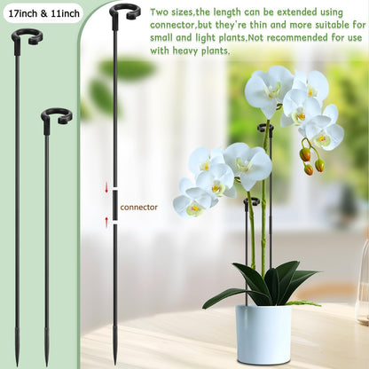 Plant Stakes 17inch &11inch SupKing Adjustable Length Plant Support Stake 16Pcs Orchid Stick with Clips for Indoor Outdoor,Garden Pole for Potted Tomato Amaryllis Vegetables Comes with 20 Ties (Green)
