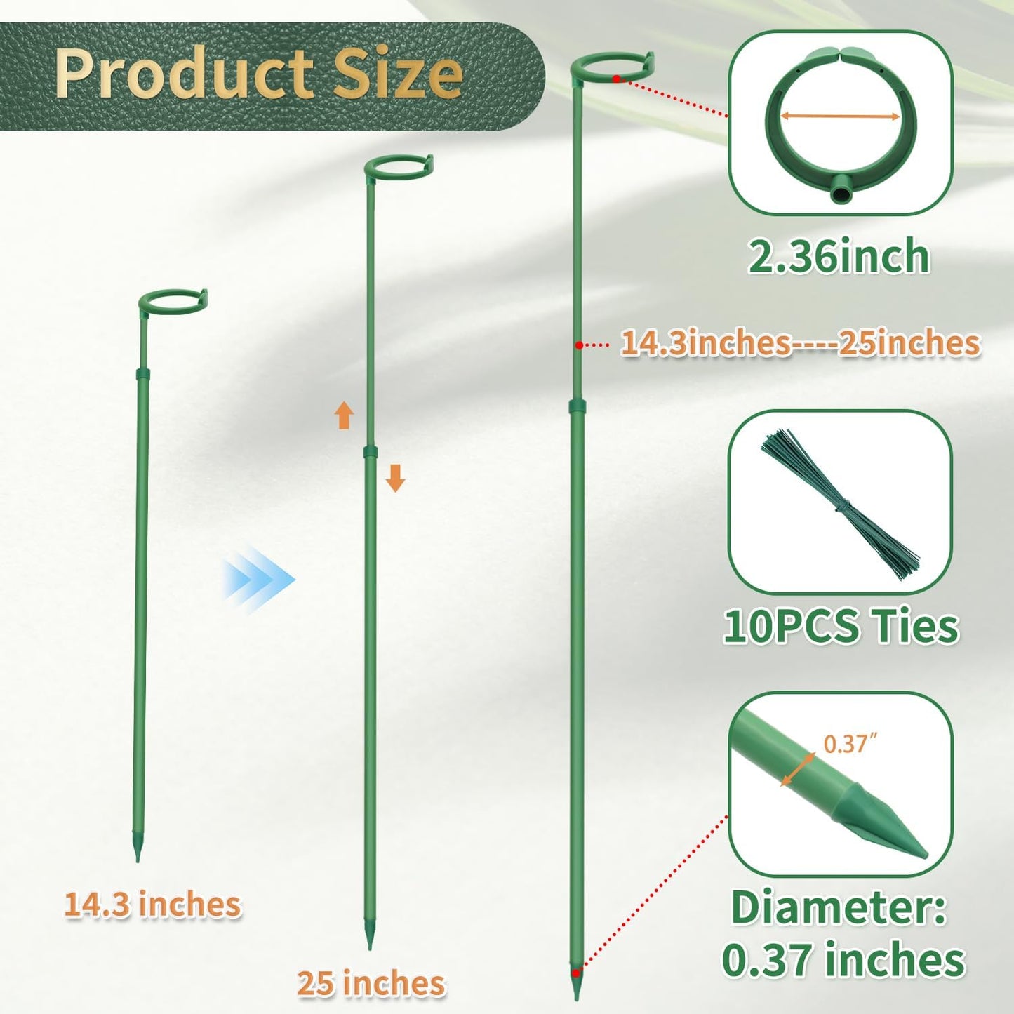 Telescoping Plant Stakes,3Pcs 17.9In to 42.3In Adjustable Monstera Plant Support Orchid Sticks with Clips, Plant Sticks Support Tall for Monstera,Orchids,Tomatoes,Vines & Indoor Outdoor Plants