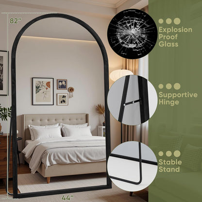 Suidia Full Length Mirror, Oversized Floor Mirror with Solid Wood Frame, Large Standing Mirror for Bedroom Living Room, Wood Art Style, Dark Walnut, 74" L x 32" W