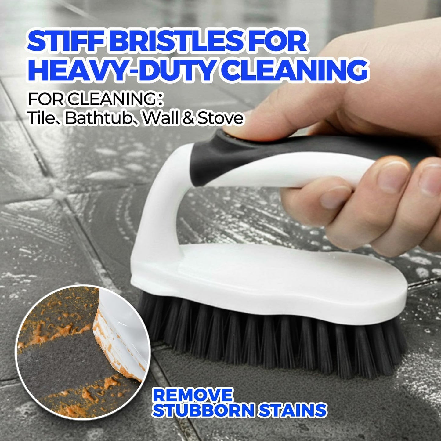 Scrub Brush - 6 Pack, Scrub Brushes for Cleaning, Heavy-Duty Scrub Brush, Stiff Bristles Cleaning Brush, for Kitchen, Bathtub, Floor and Wall Surfaces, Grey