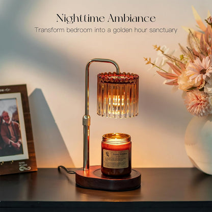 Candeldo Candle Warmer Lamp with Timer: Black Wax Melt Warmer | Height Adjustable, Dimmable, with 2 Bulbs, Modern Farmhouse Decor for Home, Bedroom, Gifts for Women, Birthday, Housewarming