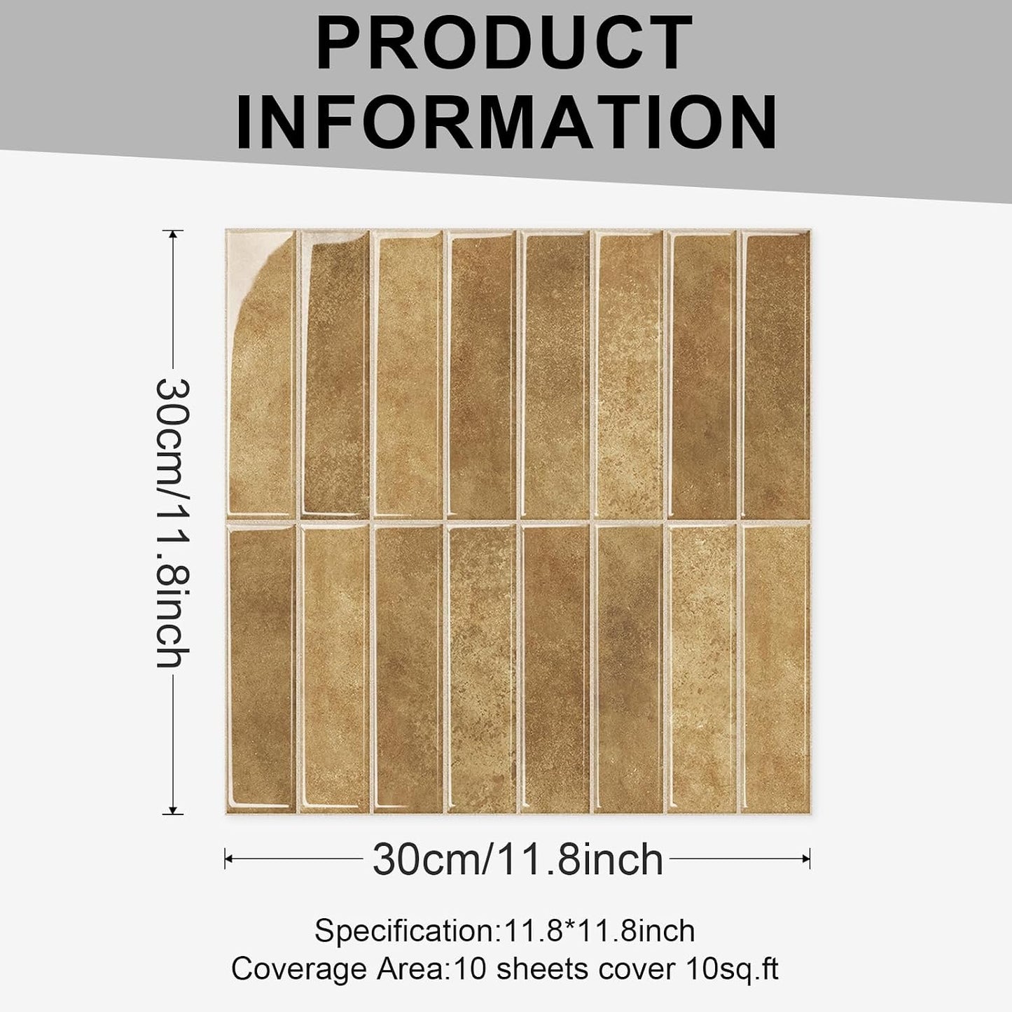 10 Sheets Thicker Design Peel and Stick Backsplash, Self Adhesive Wall Tiles, Stick on Backsplash for Kitchen and Bathroom, 11.8"x11.8",Beige