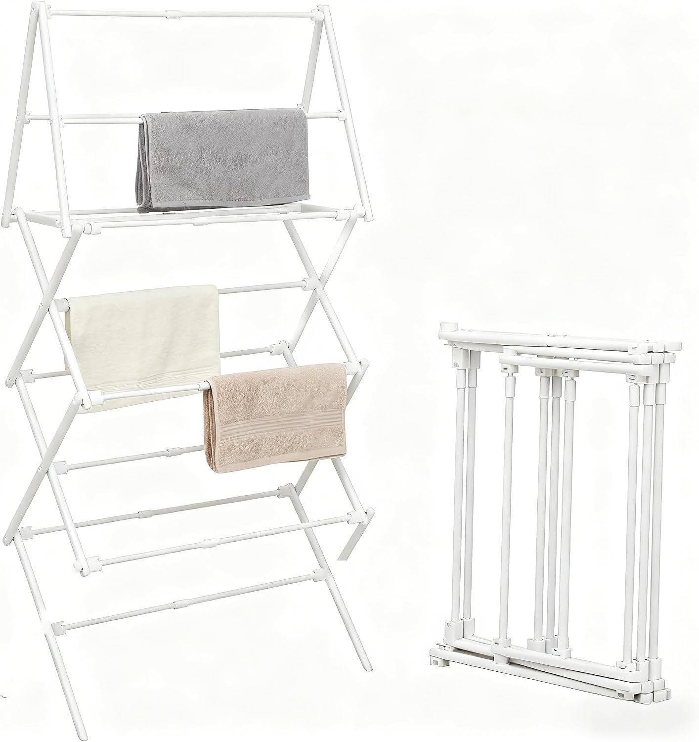 ZOES HOMEWARE 4 Tier Clothes Drying Rack Foldable | Foldable Clothing Drying Rack | Laundry Drying Rack Collapsible for Laundry Room, Dorm, Expandable Sturdy Metal Design | Black 29"L x 11.5"W x 53"H