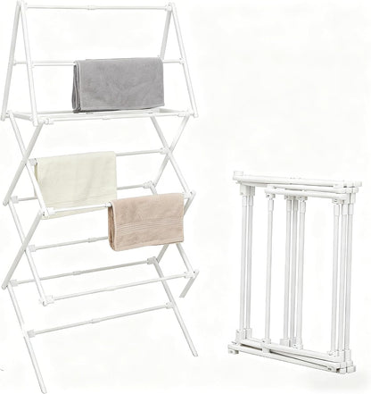 ZOES HOMEWARE 4 Tier Clothes Drying Rack Foldable | Foldable Clothing Drying Rack | Laundry Drying Rack Collapsible for Laundry Room, Dorm, Expandable Sturdy Metal Design | Black 29"L x 11.5"W x 53"H