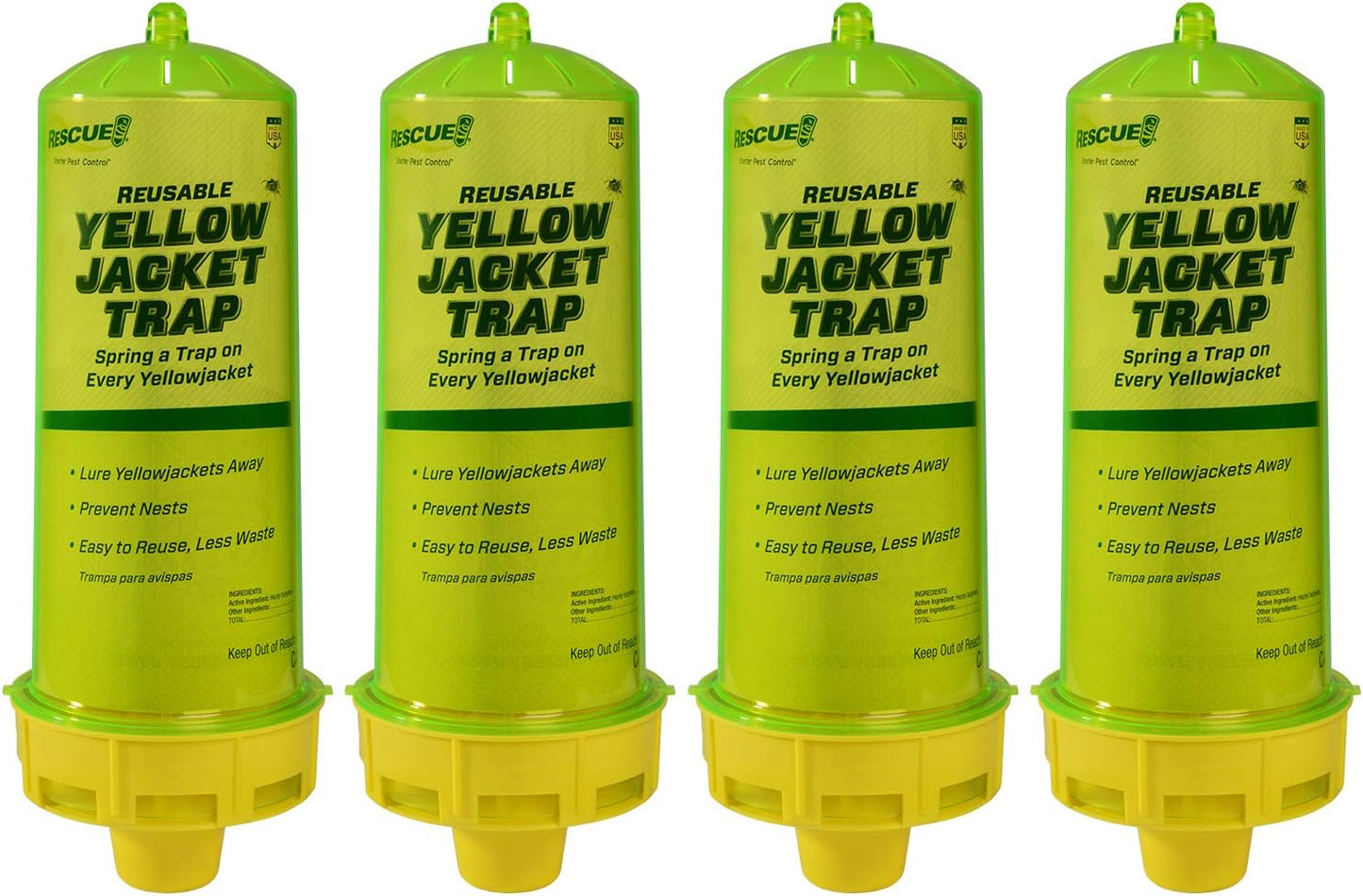 RESCUE! Reusable Yellowjacket Trap – Includes Attractant - 4 Traps