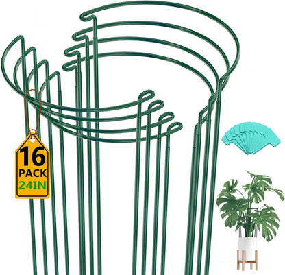 8 Pack 24 In Plant Support Stakes, Peony Cages And Supports with 15 Lables | Rust-proof Metal Plant Stakes, Adjustable Plant Supports For Outdoor Plants, Peony Cage, Flower Stakes for Plants，Hydrangea