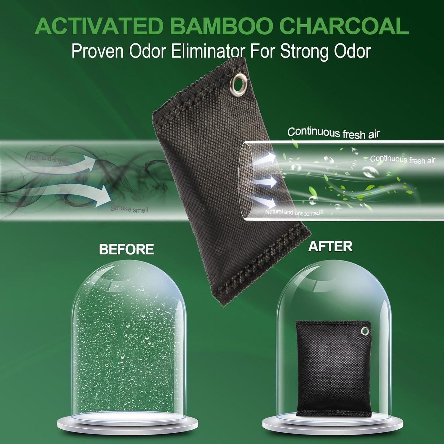 Activated charcoal deodorizer (11 x 100g), bamboo charcoal air purification bags, suitable for dehumidifying, home, refrigerator, shoes, pets, wardrobe, car air freshener deodorant bags.