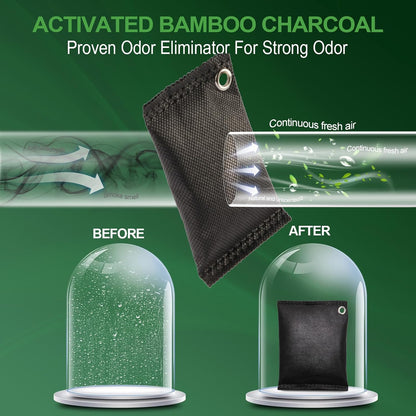 Activated charcoal deodorizer (11 x 100g), bamboo charcoal air purification bags, suitable for dehumidifying, home, refrigerator, shoes, pets, wardrobe, car air freshener deodorant bags.