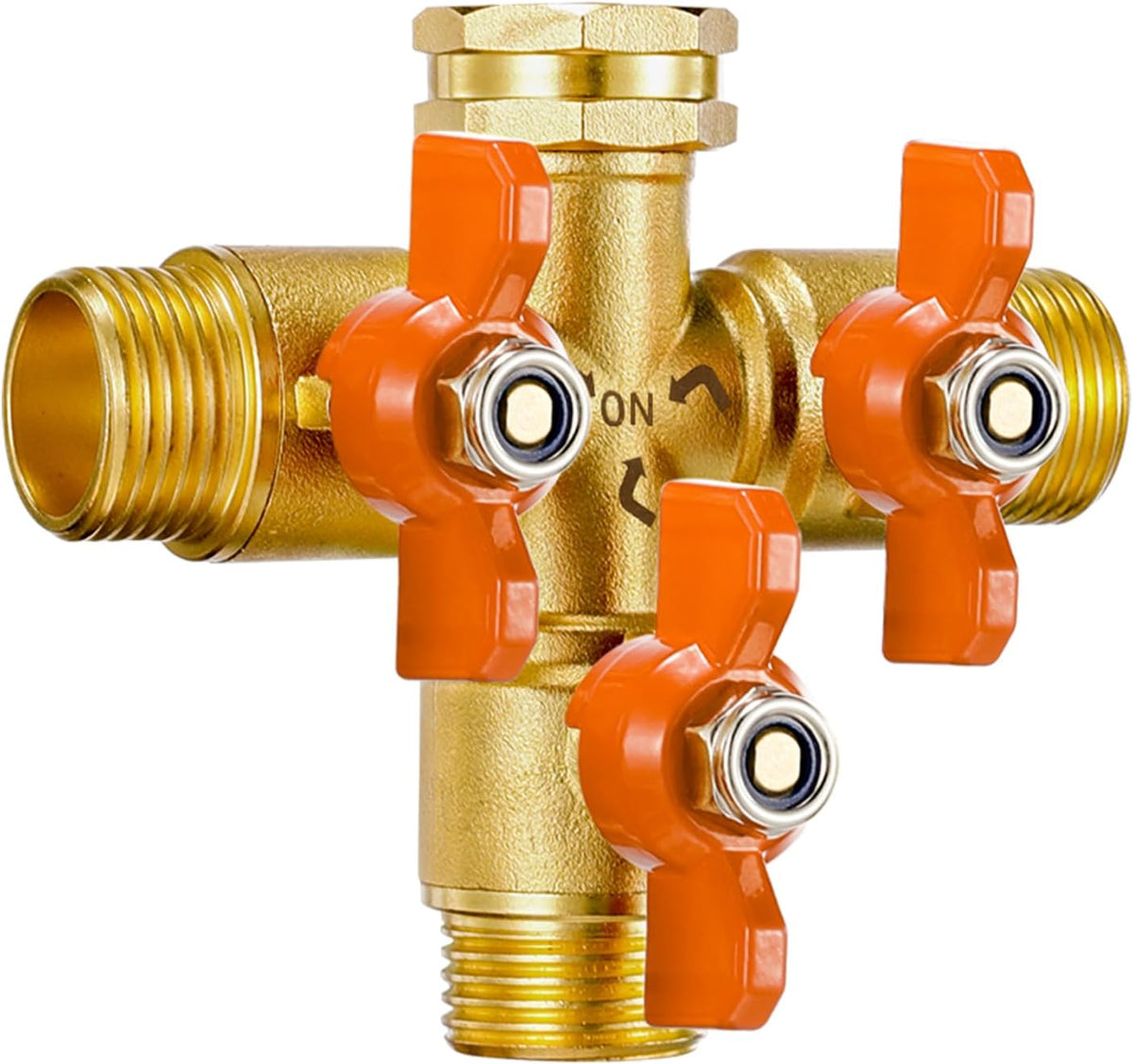 Garden Hose Splitter 3/4" GHT Full Flow 2 Way Brass Hose Splitter Heavy Duty All Metal Hose Y Splitter with Shutoff Outdoor Faucet Water Hose Splitter Y Valve Tap Adapter for Outdoor Garden