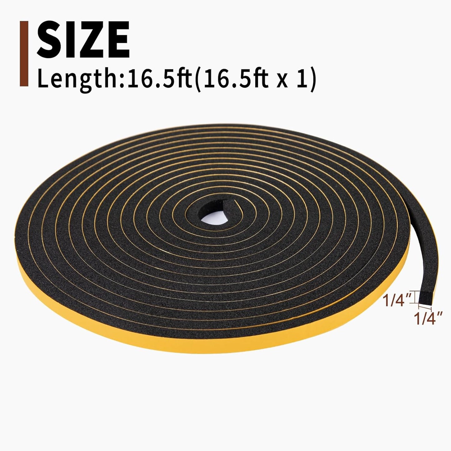 Yotache Self Adhesive Foam Gasket Tape 1/2" W X 1/2" T (New Adhesive Craft) for Doors Soundproofing Weather Seal Strip Insulation, 13 Ft Length