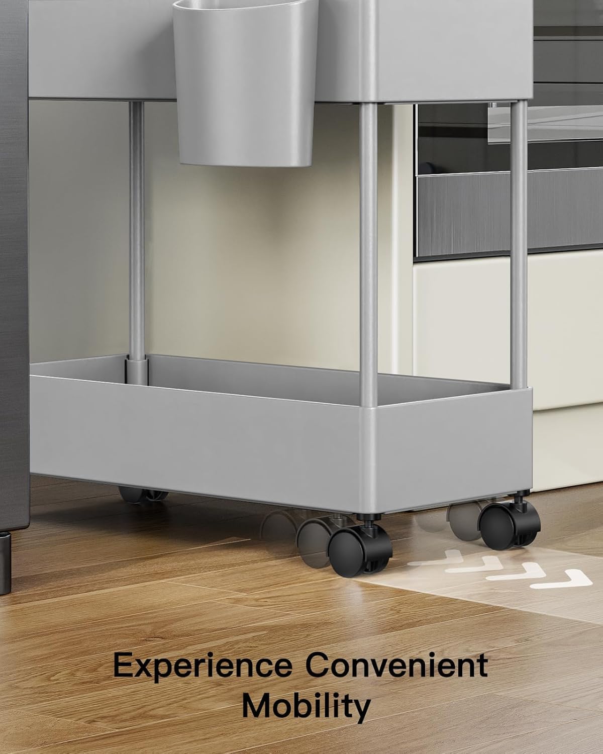 Pipishell Slim Storage Cart with Wheels - Bathroom Cart Organizer Storage, 4 Tier Rolling Carts for Bathroom, Laundry Room, Kitchen, Narrow Space, Black PIUC05